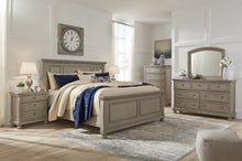 Load image into Gallery viewer, Lettner King Panel Bed with Mirrored Dresser
