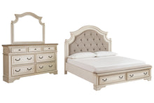 Load image into Gallery viewer, Realyn California King Upholstered Bed with Mirrored Dresser
