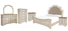Load image into Gallery viewer, Realyn  Upholstered Panel Bed With Mirrored Dresser, Chest And 2 Nightstands
